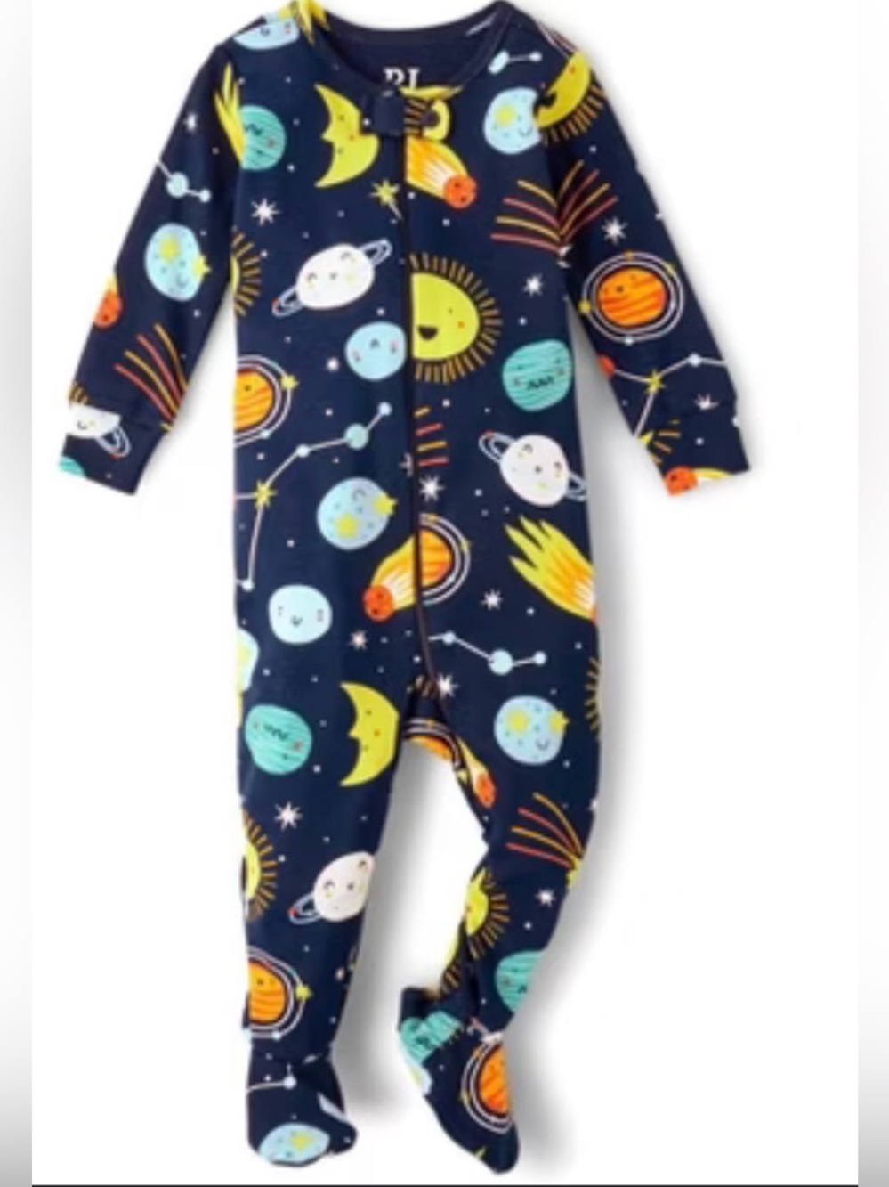 The Children's Place Navy Space-Print Footed One-Piece